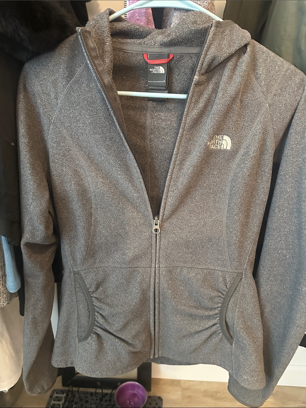 The North Face Women's Heather Gray Hooded Fleece Zip Jacket